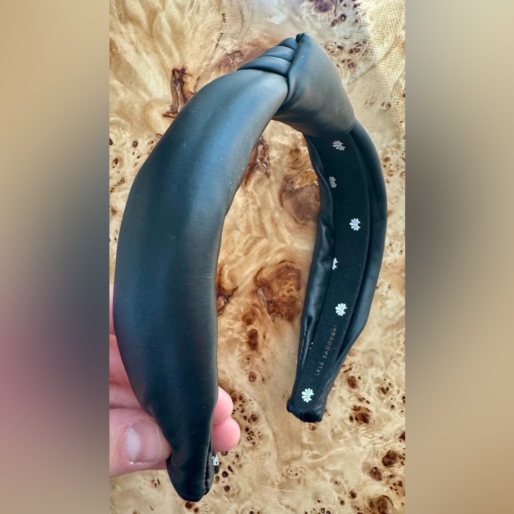 LeLe Sadoughi thin black matte pleather headband EUC